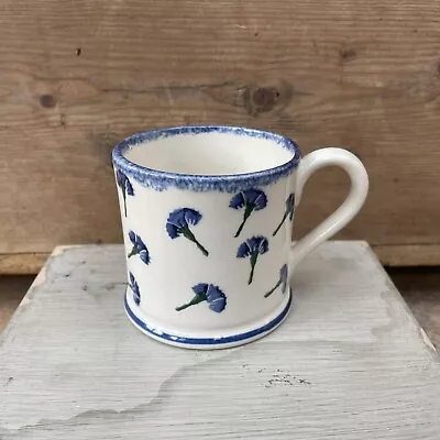 Buy BRIXTON POTTERY HANDMADE 150ml POTTERY MUG SMALL - Blue Cornflower Floral • 14£