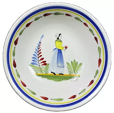 Buy Keraluc Quimper France 9.5” Serving Bowl Woman Folk Art Traditional Hand Painted • 51.53£