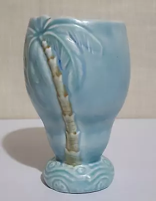 Buy Beswick Ware Art Deco Blue Mottled Vase With Raised Palm Tree Decoration 1072 • 34.99£