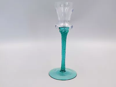 Buy VINTAGE GREEN GLASS 7 , 17.5cm CANDLE HOLDER WITH TWISTED STEM. • 6.99£