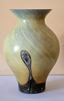 Buy RETIRED Caithness Scotland Glass Bulb Vase 6  Ebony Range Yellow Black Speckle • 24.95£