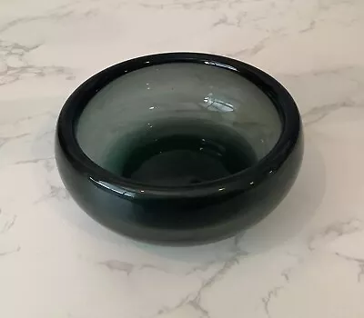 Buy Vintage Smokey Grey Thick Glass Bowl Scandinavian ? Convex Centre • 14.99£