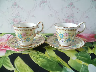 Buy 2 Crown Staffordshire English China Coffee Cup & Saucer Duos Butterflies Birds • 9£