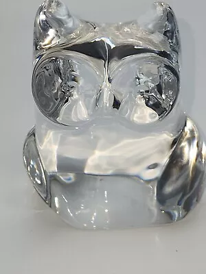 Buy Swedish Crystal Owl Paperweight, Orrefors Of Sweden Owl Figurine With Label • 37.28£