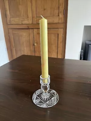 Buy Cut Glass Candlestick Vintage Good Condition • 2.50£