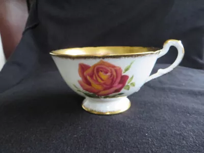 Buy Paragon Vintage Fine Bone China Red Cabbage Rose Gold Accents Teacup • 35£
