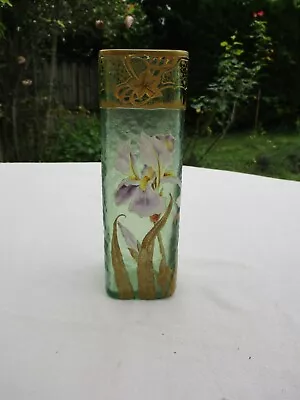 Buy Legras Montjoye Art Nouveau Antique French Acid Etched Vase Iris And Gilt Frieze • 271.81£