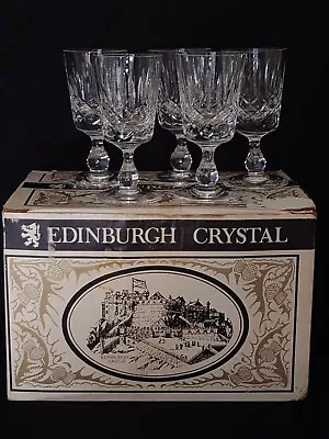 Buy Boxed Set Of FIVE Edinburgh Crystal  Appin  Cut 3 7/8 Inch Sherry Glasses  • 18£