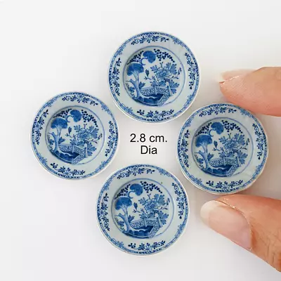 Buy Miniatures Ceramic Vintage Blue Delft Chinoiserie Plates Collectables Set 4 Pcs • 18.04£