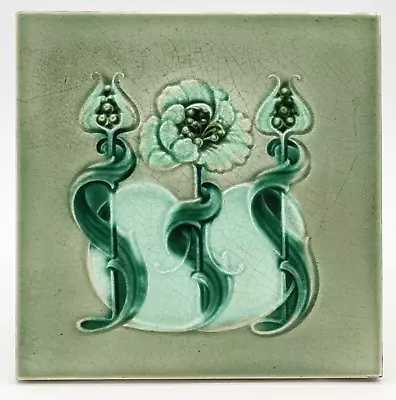 Buy Art Nouveau Fireplace Tile Floral Design Alfred Meakin Ltd. C1905 • 40£