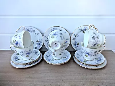 Buy Vintage Retro Colclough Rhapsody In Blue 6 Cups & 6 Saucers & 5 Side Plates • 15.99£