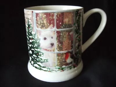 Buy Tesco Frosted Forest  Design Stoneware Mug Robin & Westie Dog • 2.99£