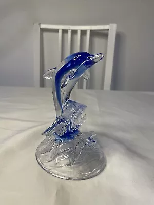 Buy Dolphin Ornament Crystal Blue Glass 24% Lead Cristal D'Arques Vintage Cat No 201 • 9.99£