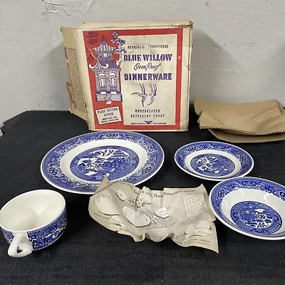 Buy Royal China Blue Willow Ware  Dinnerware 4 Piece Place Setting With Box • 13.97£