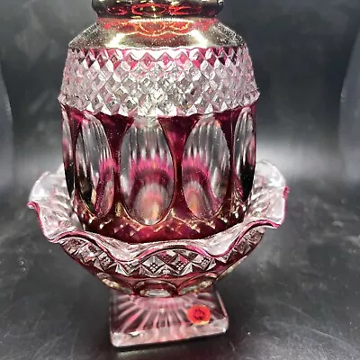 Buy Westmoreland RUBY Red Flashed & Clear-cut Glass Fairy Lamp Wakefield Iridescent • 46.59£