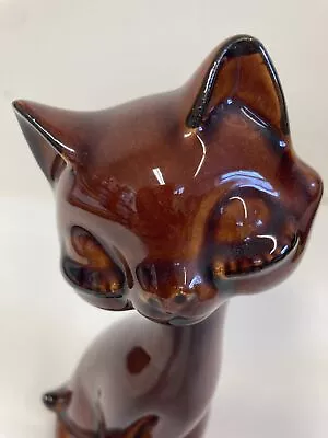 Buy Denmead Pottery Vintage Brown Glazed Ceramic Long Eyelash Cat - 7  High • 10£