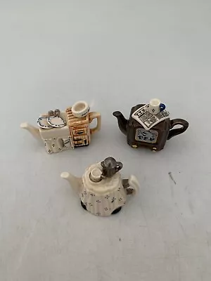 Buy Paul Cardew Set Of 3 Vintage Miniature Teapots Collectable Ornaments #GL • 8.11£