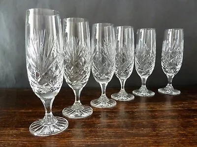 Buy 6x Zawiercie Cut Crystal Champagne Glasses H 18cm • 58£