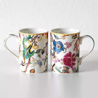 Buy Set Of 2 Light Floral Coffee Mugs 340ml White Colour Anthina Fine China Tea Cups • 14£
