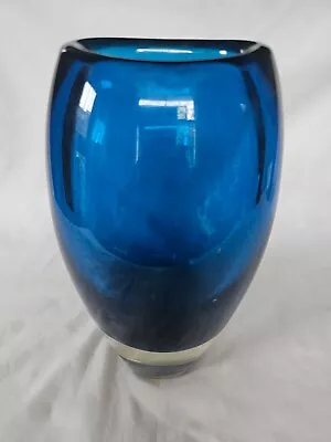 Buy Gorgeous Scandinavian Blue Glass Vase By Holmegaard Or Orrefors • 225£