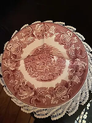 Buy Enoch Woods English Scenery Pink Divided Dish / Dinner Grill Plate 27cm • 8.99£