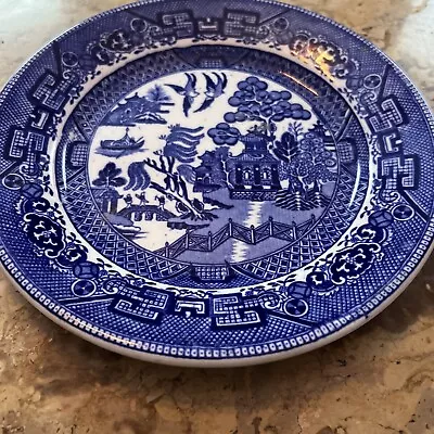 Buy John Maddock & Sons England 8” Dinner Plate Blue Willow Vintage VGC • 37.33£