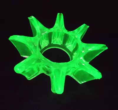 Buy Art Deco Clear Uranium Green Pressed Glass 'Star' Flower Frog • 2.50£