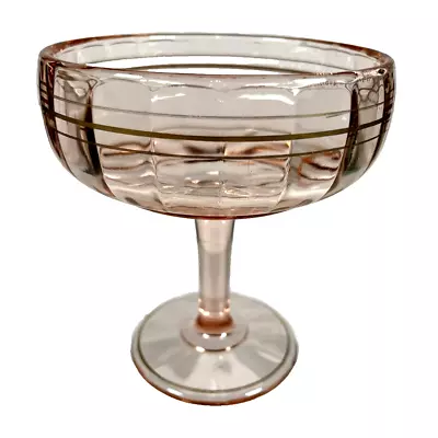 Buy Pink Depression Glass Fluted Compote/Candy Dish W/ Pedestal Base & Gold Trim • 11.18£