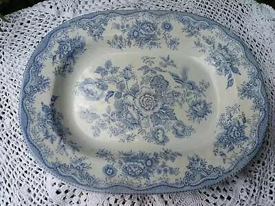 Buy Antique Blue And White Asiastic Pheasant Pattern Serving Meat Plate Tableware... • 35£