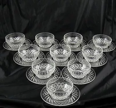 Buy 10 Hawkes Wickham Fine Cut Crystal Dessert Bowls With Matching Underplates • 135.13£