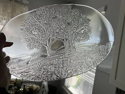 Buy Vintage Kosta Boda Clear Glass Serving Tray Platter Trees Flowers Art Glass 17  • 33.55£