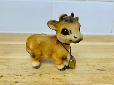 Buy 1960s Flocked Cow Figure With Glass Eyes • 9.99£