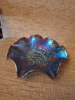 Buy Antique Imperial Carnival Glass - Grape Pattern 6” Bowl   • 15.99£