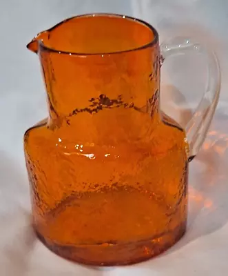 Buy Vintage Blenko 4.5  Orange Patterned Glass Pitcher Amberina Very Nice Bright • 23.30£