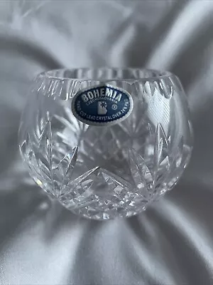 Buy Vintage Cut Glass Bohemian Czech Etched Rose Bowl  3” • 6.99£