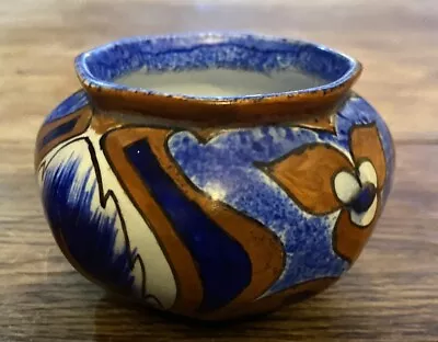 Buy Vintage Clew  & Co 1930s Chameleon Ware Pot Blue With Hand Painted Flame Art Dec • 24.99£