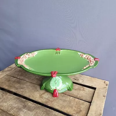 Buy Eichwald Art Deco Majolica Green  Footed Table Centre Cake Stand Art Nouveau  • 75£