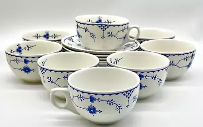 Buy Set Of 8 Furnivals Denmark Blue & White Cups & Saucers • 65.23£