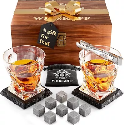 Buy Whiskey Gift Set , Whiskey Stones & Glass Set Of 2 , Gifts For Men , Weddings  • 23£