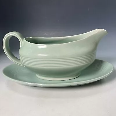 Buy Vintage Retro Green Utility WOODS WARE BERYL Gravy Sauce Boat & Saucer Or Stand • 16.95£