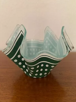 Buy Vintage Retro Chance Glass Handkerchief Vase Polka Dots 1960s • 14.99£