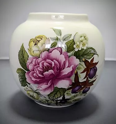 Buy Vintage Ceramic Melba Ware Pot Vase With Peony & Fuschia Floral Print • 2£