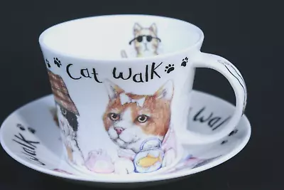 Buy Cat Cup & Saucer Bone China Roy Kirkham • 15£