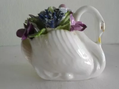 Buy Vintage Royal Adderley Bone China White Swan With Flowers - Good Condition • 10£