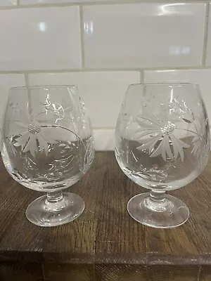 Buy Royal Brierley Cut Glass Crystal Brandy Glasses - Cornflower Pattern Stunning • 50£