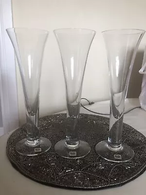 Buy KOSTA BODA Sweden CRYSTAL WHITE WINE GLASSES MODERN X3 New With Tags • 51.99£