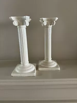 Buy Antique Creamware Pair Of Corinthian Column Candlesticks - Vintage - Quality  • 50£