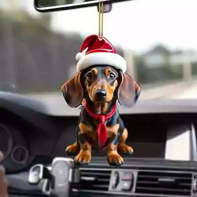 Buy Cute 2d Daschund Dog Car Rear Mirror Pendant / Hanging Christmas Tree Decoration • 4.95£