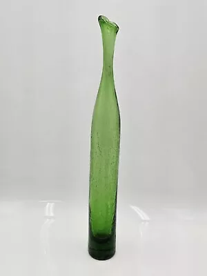 Buy BLENKO Bottle Vase #6427 - Green Crackle 22 1/4  - JOEL MEYERS 60s Mid Century • 427.76£