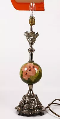 Buy Lovely Tall 1950's William Moorcroft Coral Hibiscus Pattern Orb Table Lamp • 298.99£